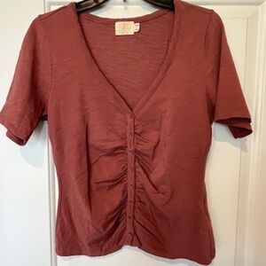 Nation LTD Carlotta Femme Mauve Button Front Ruched Top Sz M ASO Ginny & Georgia